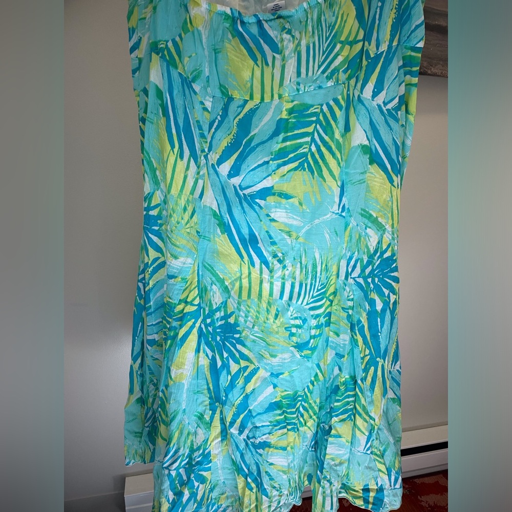 Beach Summer Sapphire Star Tropical Print Midi Skirt Elastic waist sz16